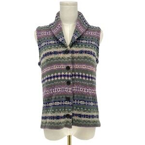 Vintage Chaps Ralph Lauren Fair Isle Knit Sweater Size S Vest Button Heritage